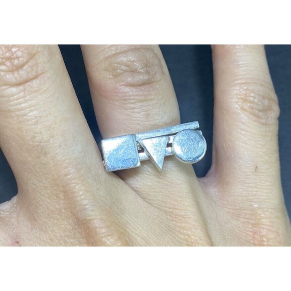 Vintage Mid Century Modern Stack Ring Geometric Modernist Size 6 - Picture 2 of 8